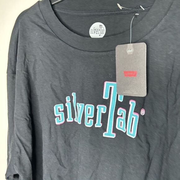 Levi’s Silver Tab Black Cropped Long Sleeve Shirt Medium - Picture 3 of 7